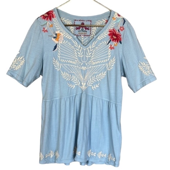 Johnny Was Floral Embroidered Detail
Short Sleeve V Neckline Top - Picture 4 of 12